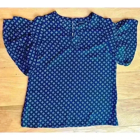 Roz & Ali Flutter Sleeve Blouse size Small - Picture 1 of 6